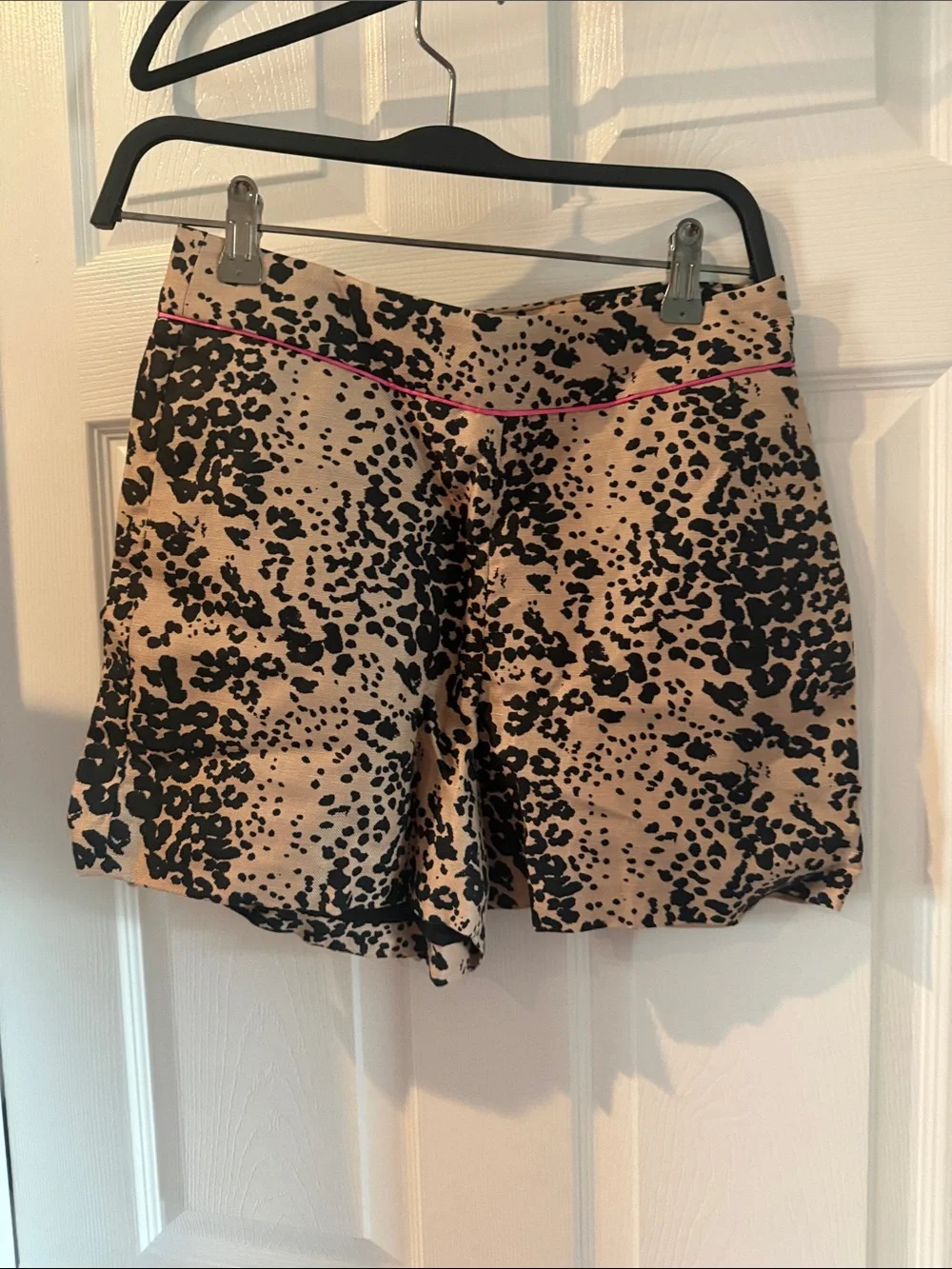 J. Crew Beige and Black Leopard-Print Shorts with Pink Trim